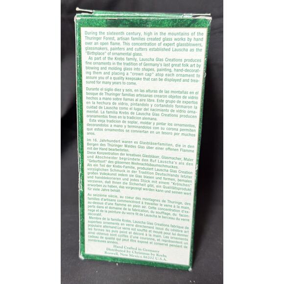 Lauscha Glas Creation Green Glitter Santa Glass Christmas Ornament Germany - Picture 5 of 5